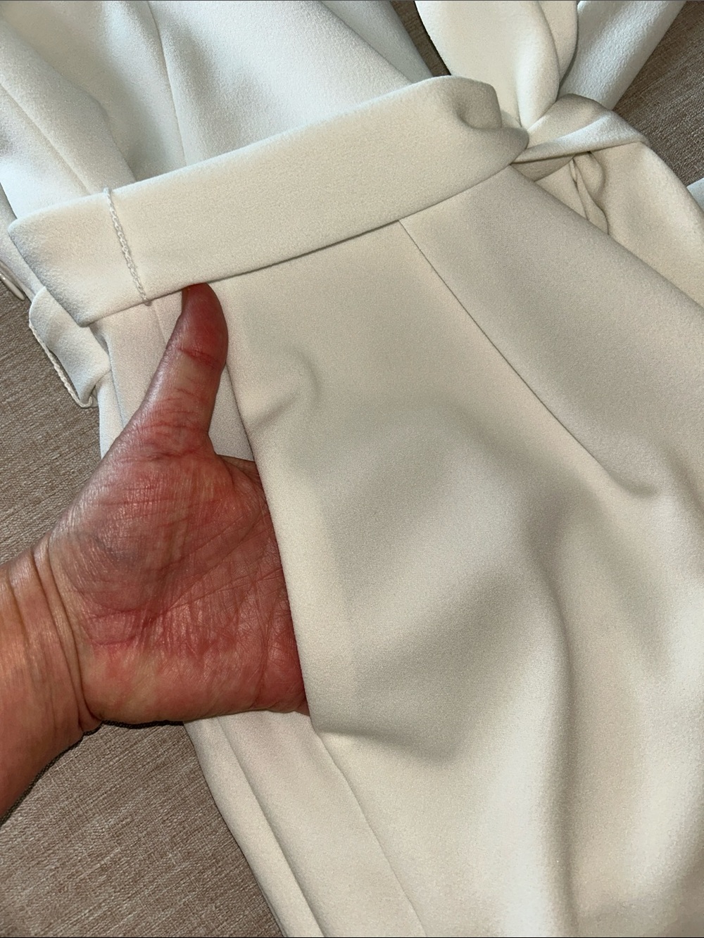 Calvin Klein White One-Shoulder High-Waist Tie-Belt Shorts - Picture 9 of 10